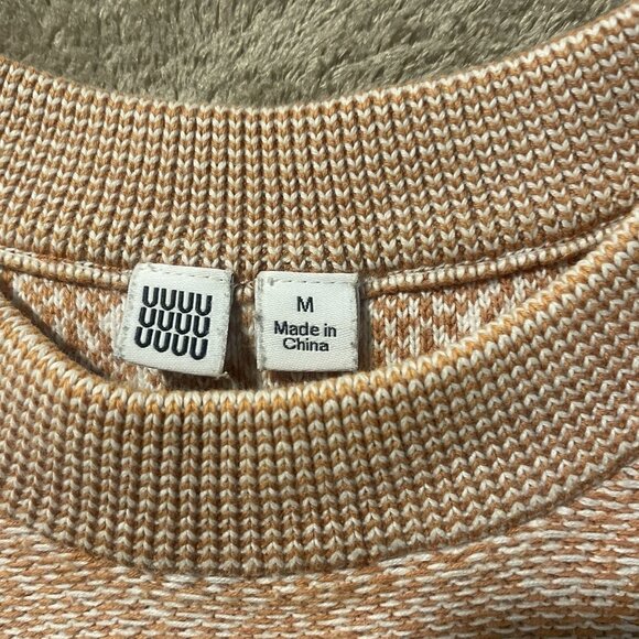 UNIQLO U Premium Shirt Womens Medium Orange Knit Sweater Crewneck Cotton Comfort - Picture 2 of 6